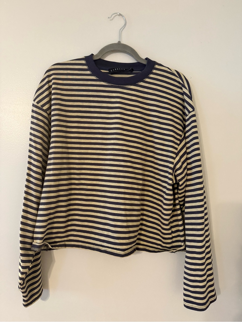 Lioness Bloom Top in Beige Stripe Size Small
